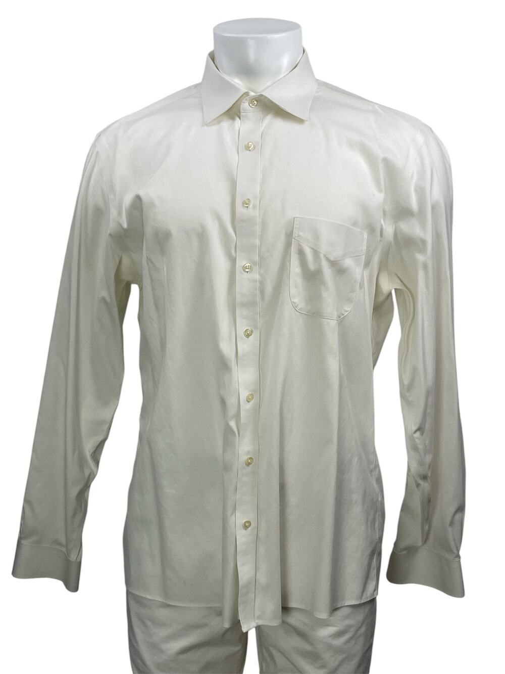 Brooks Brothers Men's White Non Stretch Milano Long Sleeve Dress Shirt Top 16.5